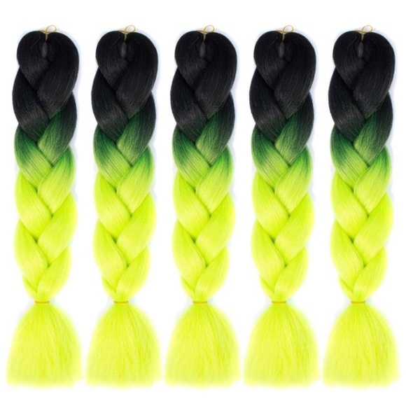 5 packs of Black Green yellow ombré braiding hair main image 6